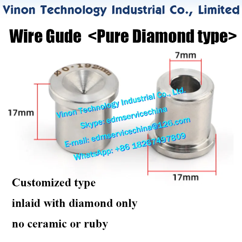 

4PCS of Diamond type edm wire guide 0.192mm for Beijing AGIE Medium Speed Machines, inlaid with diamond only, no ceramic or ruby