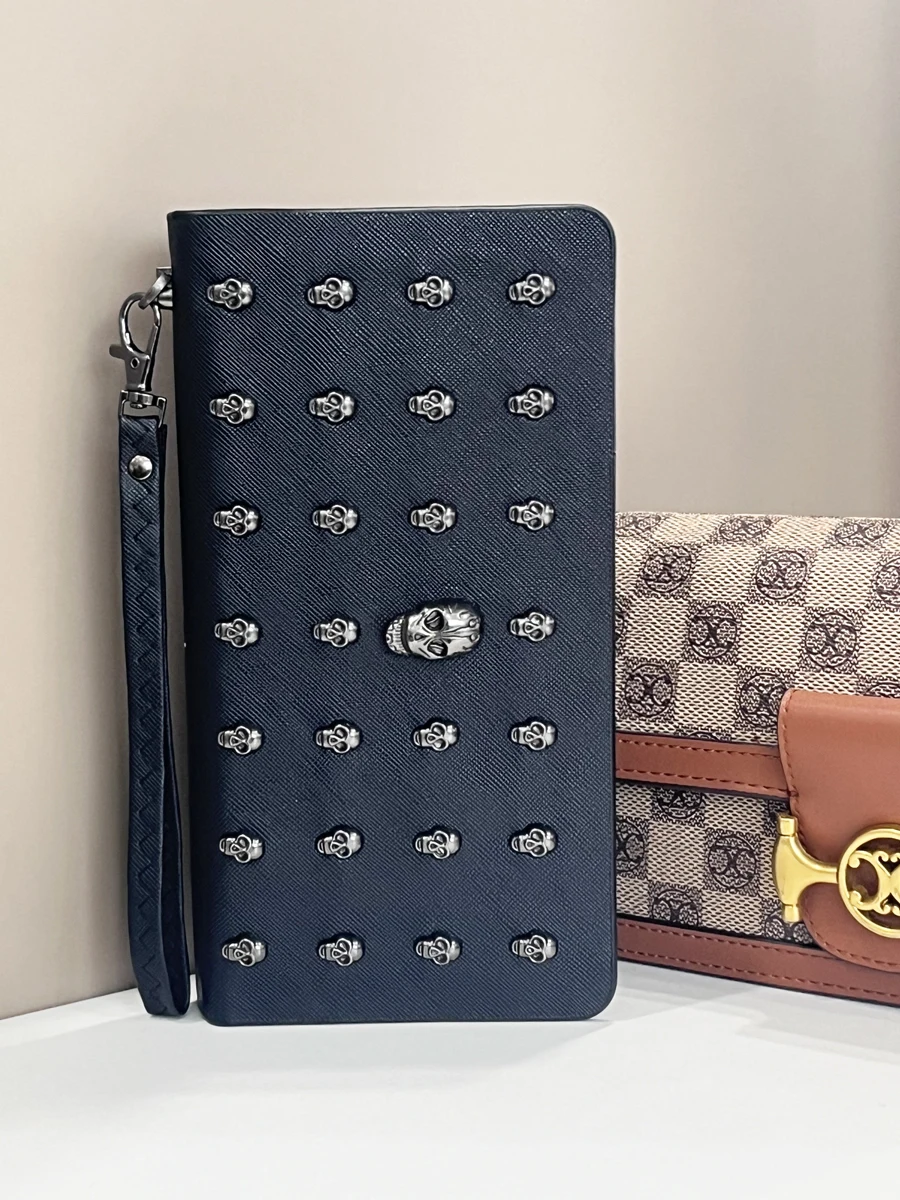 Black Gothic Skull Women's Wallet Fashionable Large Capacity