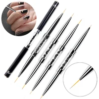 1PCS Nails Brushes Double Head Crystal Handle Design Liner Drawing Manicure Brush Acrylic Painting Pen Gel Nail Polish Equipment 1