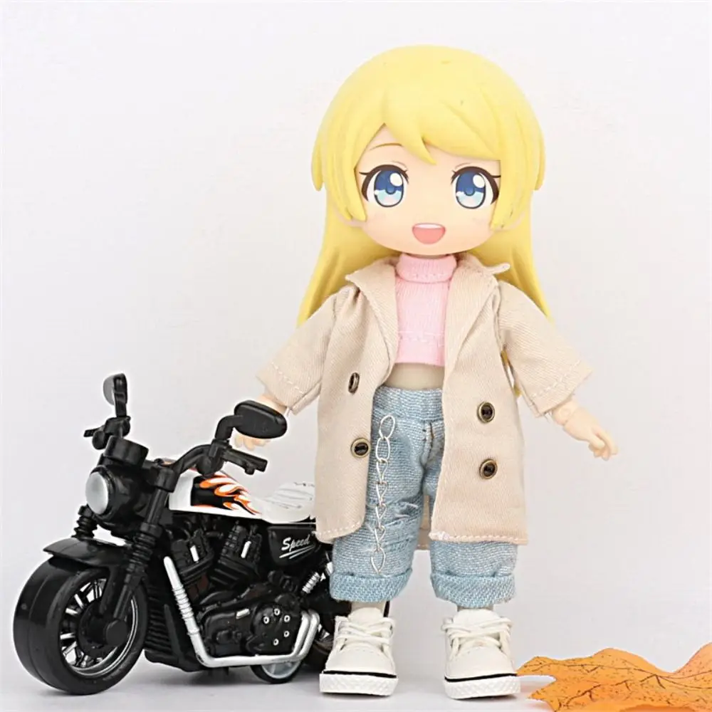 DIY Cool Jackets Doll Coat Jackets Long Coat Handmade OB11 Windbreaker Coat Dress Up Decoration Doll Clothes Doll Accessories