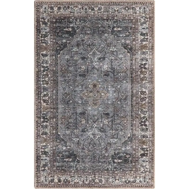 Vintage Moroccan Carpet Machine Washable Area Rugs Non-Slip Floor Mat for Hallway Living Room Bedroom Kitchen and Laundry Rooms 5