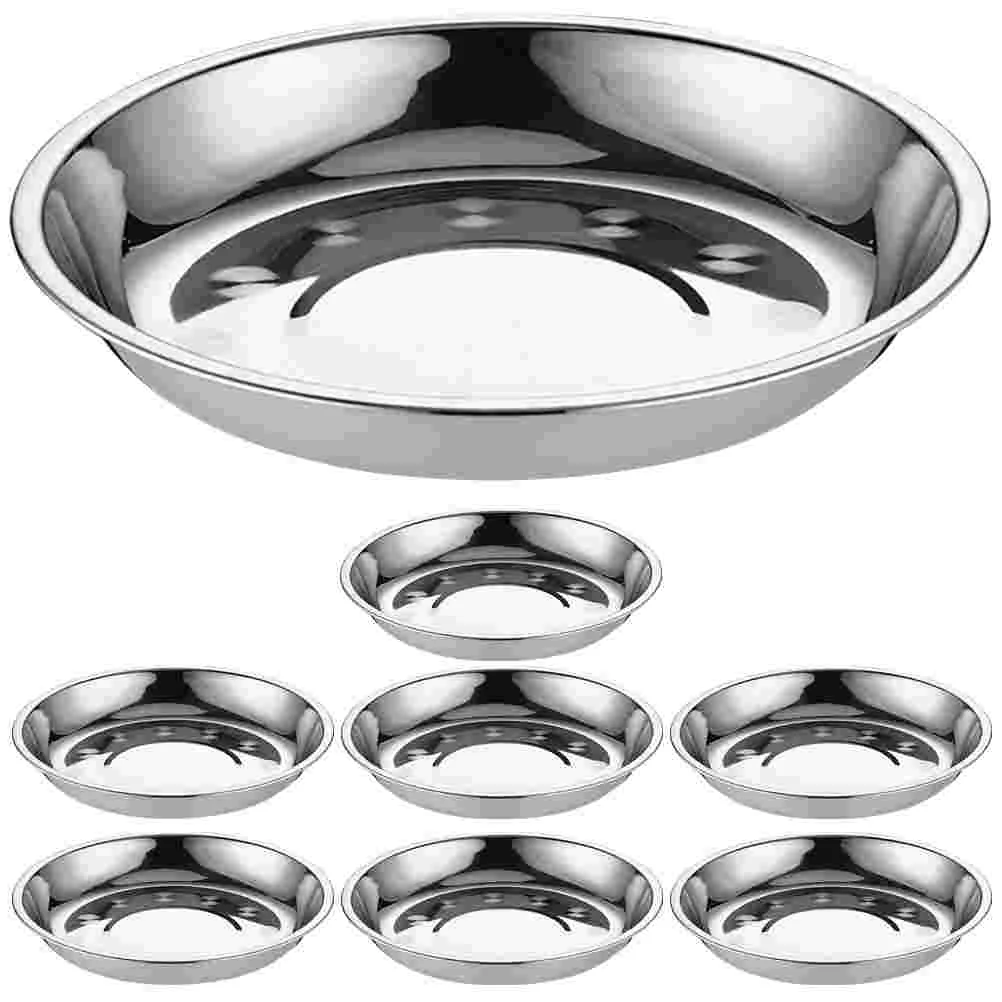 

Stainless Steel Round Plates Round Dinner Plates Barbecue Trays Food Serving Plates Dish Plate Barbecue Tray Dish Plate