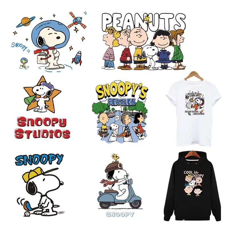 2PCS Popular Cartoon SNOOPY Cute Patches DIY Applique for Children Clothes Top Decoration Heat Transfer Printing Stickers
