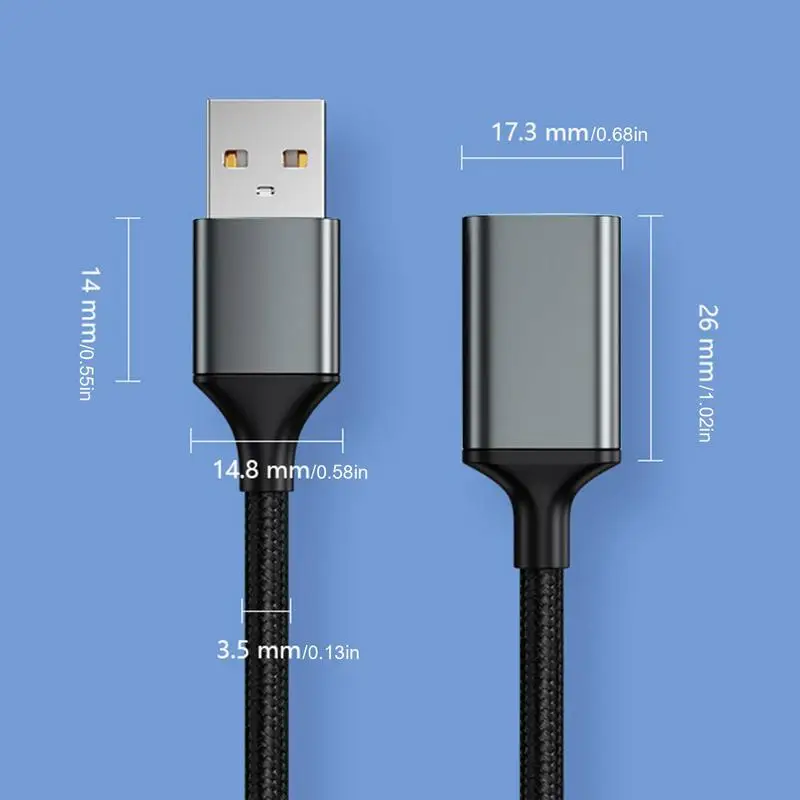 USB Cable Extension Male To USB 3.0 Extension Wire Braided USB Extender Webcam VR Headset Printer Hard Drive And More - AliExpress