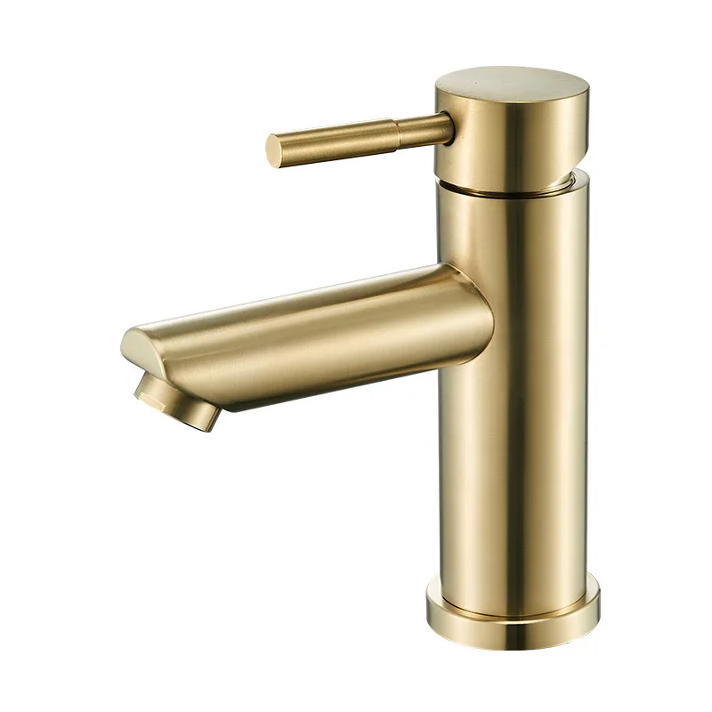 Brushed Gold Stainless Steel Bathroom Faucet Image 4