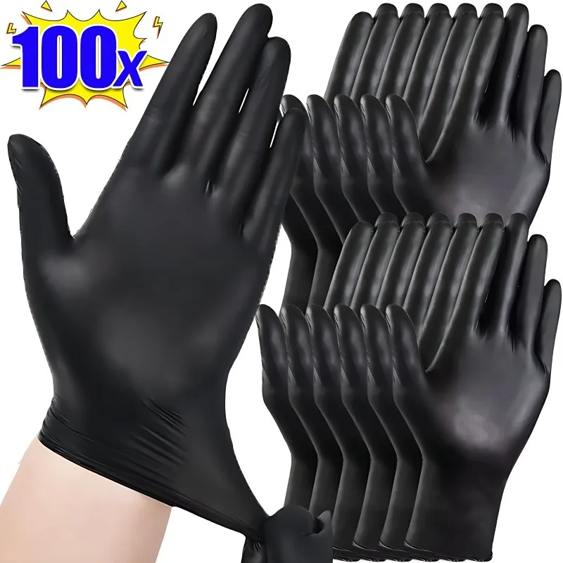 100/2PCS Disposable Black Nitrile Gloves for Household Cleaning Work Safety Tools Gardening Gloves Home Kitchen Cooking Tools