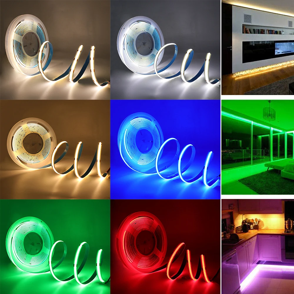 3MM 5MM 8MM PCB USB COB LED Strip led strip lights led strip light led light strip led decorative lights 5V 320LEDs/m High Density COB LED Tape Red Blue Green Pink Yellow Warm Natural White Strip