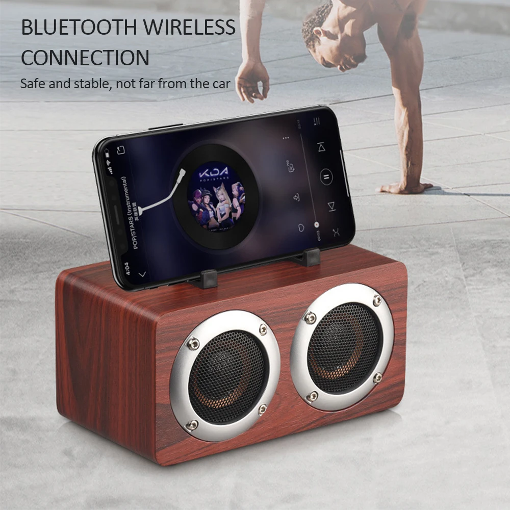 wireless-bluetooth-speaker-with-holder-wooden-portable-stero-dualhorn-sound-surround-speaker-suitable-for-home-outdoors-speaker