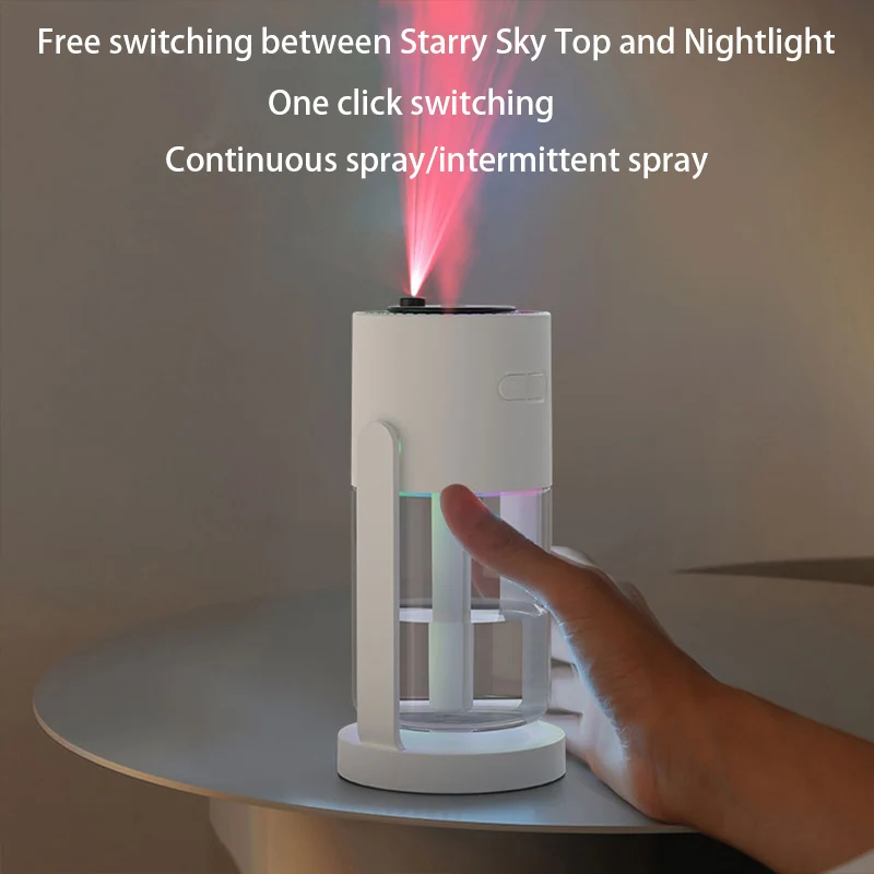 1PC 280ML Air Humidifier Colorful Atmosphere Light Mute Humidification Rotate Creative Colorful Cup Desktop Home Car Humidifier