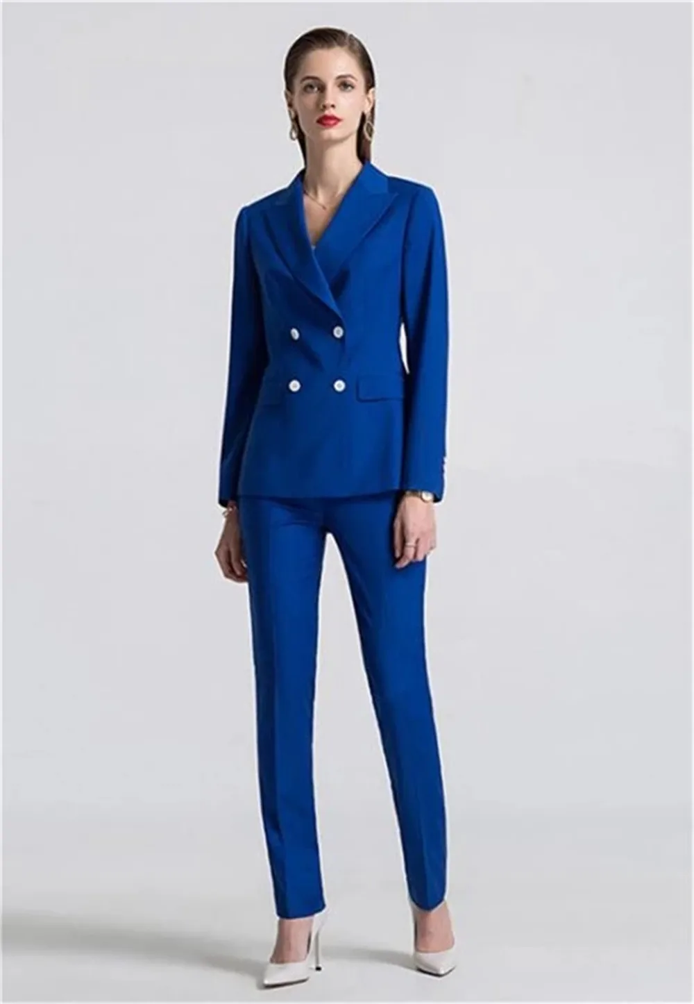 Royal Blue Business Leisure Set Women's Office Commuter Set OL Women's Party Party evening partySet (Jacket+Pants)