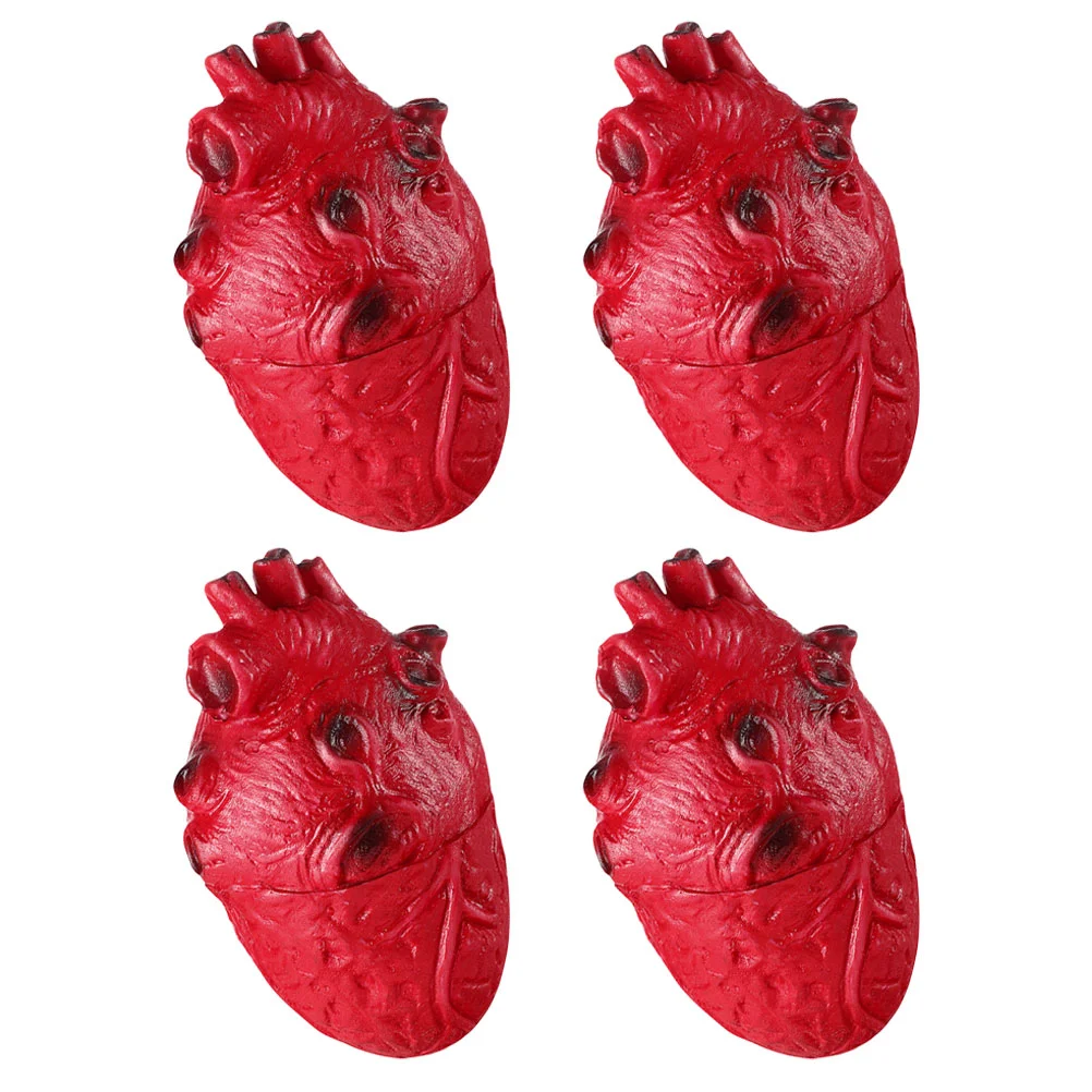 

4 Pcs Halloween Heart Prop Ornament Body Party Stuff Fake Vinyl Hearts