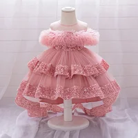 Elegant Sequin Party Baby Girl Dress Toddler Lace 1st Birthday Tailing Princess Prom Gown Wedding Bridesmaid Kid Evening Dresses