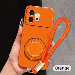 Custodia per telefono in PU leather con laccio e supporto magnetico rotante a 360°