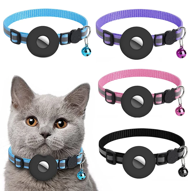 Per Airtag Tracker Collari Per Gatti Supporto Con Gps Posizionabile Riflettente Con Bell Pet Locator Collane Gatti Custodia Anti-Smarrimento Sicura