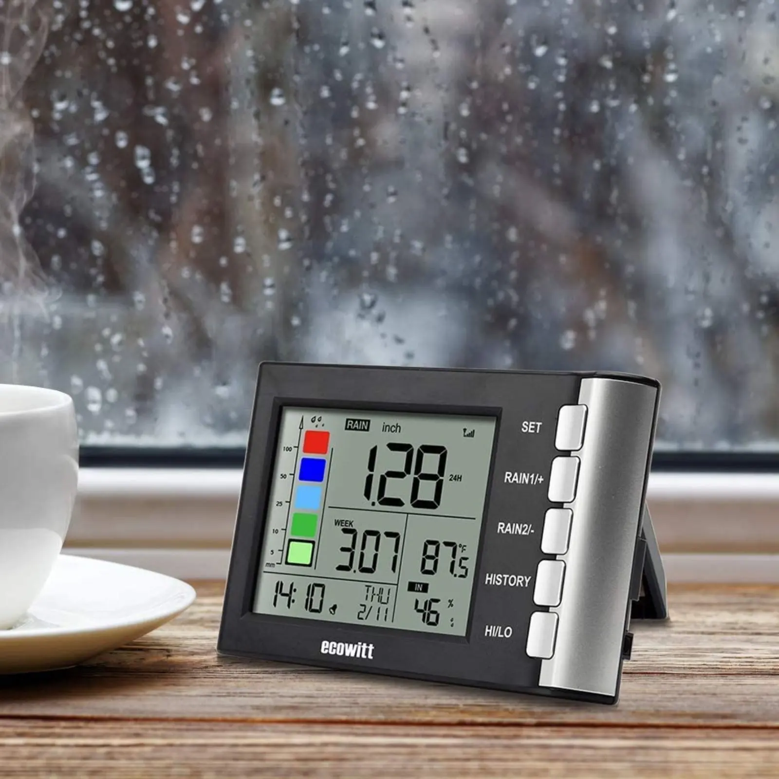 Ecowitt WH5360 Drahtlose Regen Gauge Hohe Präzision Digital 3-in-1 Wetter Station mit Innen Thermometer und Hygrometer