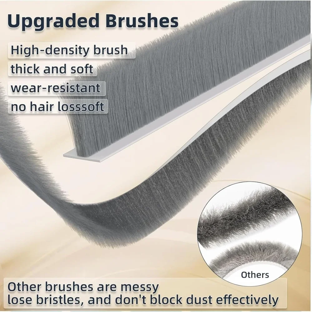 Universal Door Seal with Brush - Noise Reduction & Insect Barrier