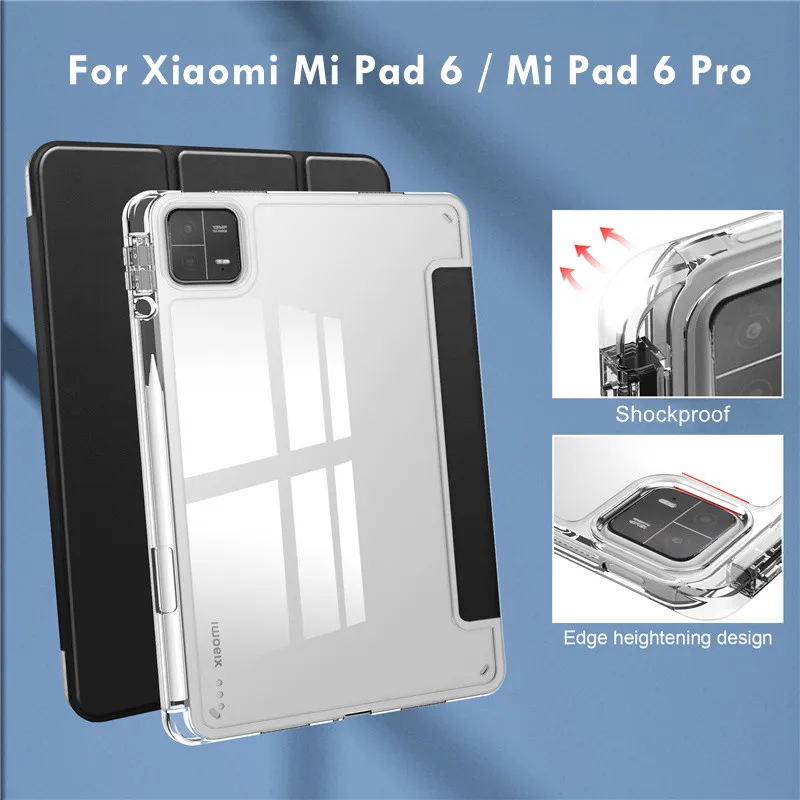 

Чехол Funda для Xiaomi Pad 6 Pro, 11 дюймов, чехол с держателем для карандашей, Прозрачная мягкая задняя крышка для Xiaomi Mi Pad 6 Pro Mi Pad 6, чехол для планшета