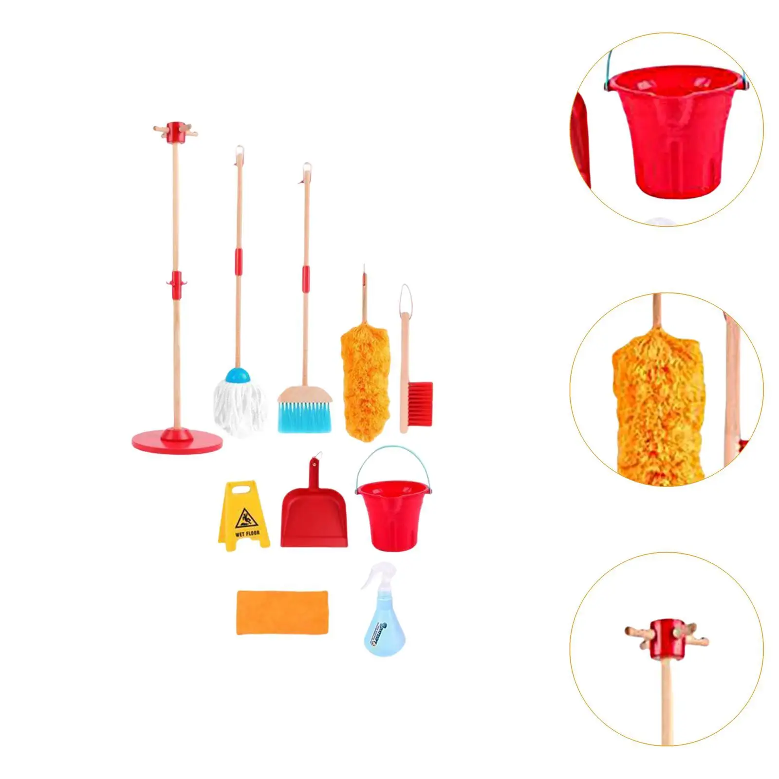 Kids Cleaning Set Wooden Toy Habit Development Mini Broom and Dustpan Set Sweeping Toy for Children for Ages 3+ Years Old