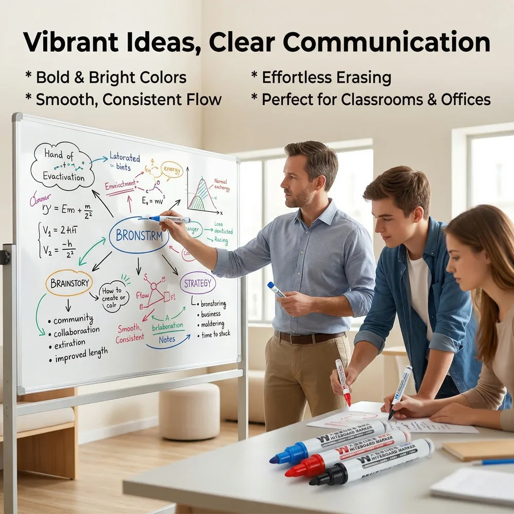 대용량 액체 잉크 화이트보드 마커 3가지 선명한 색상 지우기 가능 잔여물 없음 교실 회의 교육 사무실용