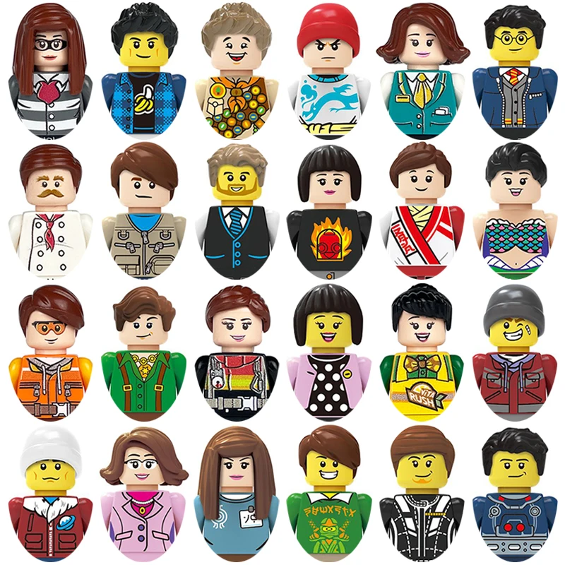 

Children Toys City Military Figures Building Block Police Teacher Santa Claus Astronaut Cook Waiter Halloween Zombie Brick Gifts