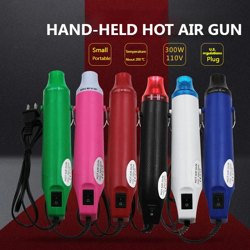 

300W 110V Electrical Mini Heat Gun Handheld Hot Air Gun with Flat Plug for DIY Craft Embossing Shrink Wrapping PVC