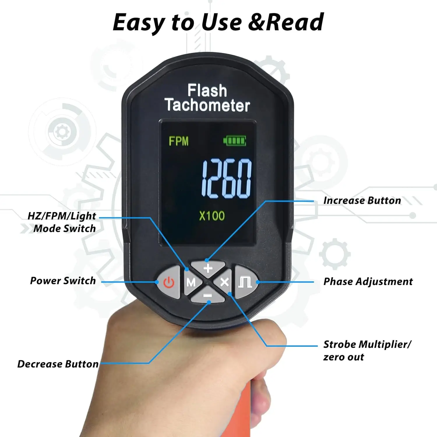 AOPUTTRIVER LED Stroboscope, RPM Meter 60-100000RPM, Rechargeable ...
