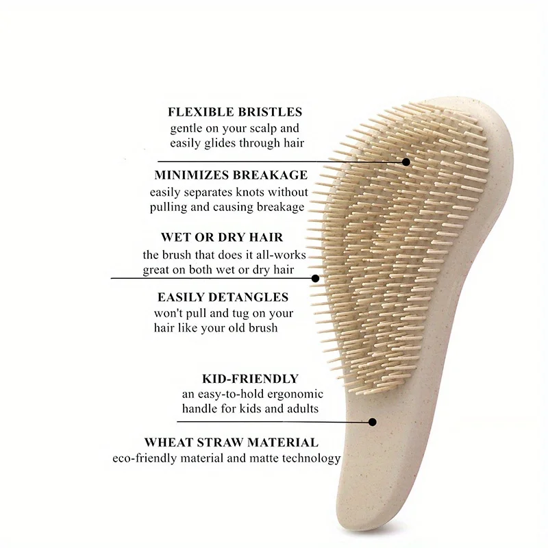 Eco-Friendly Soft Bristle Hair Brush & Portable Silicone Scalp Massager Gift Set
