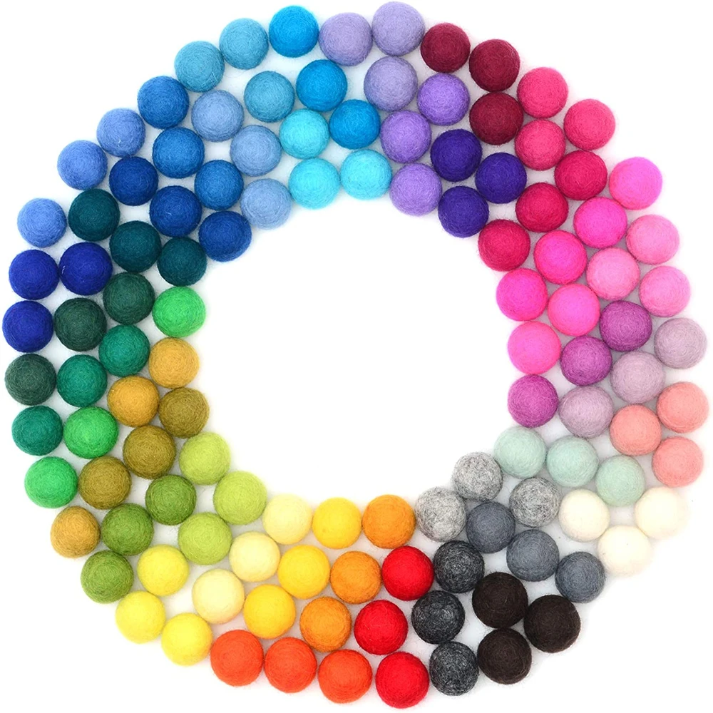 

20Pcs 15/20mm Wool Felt Ball Colourful Felt Pom Pom For Wall Party Home Decoration Garlands Hanging Banner