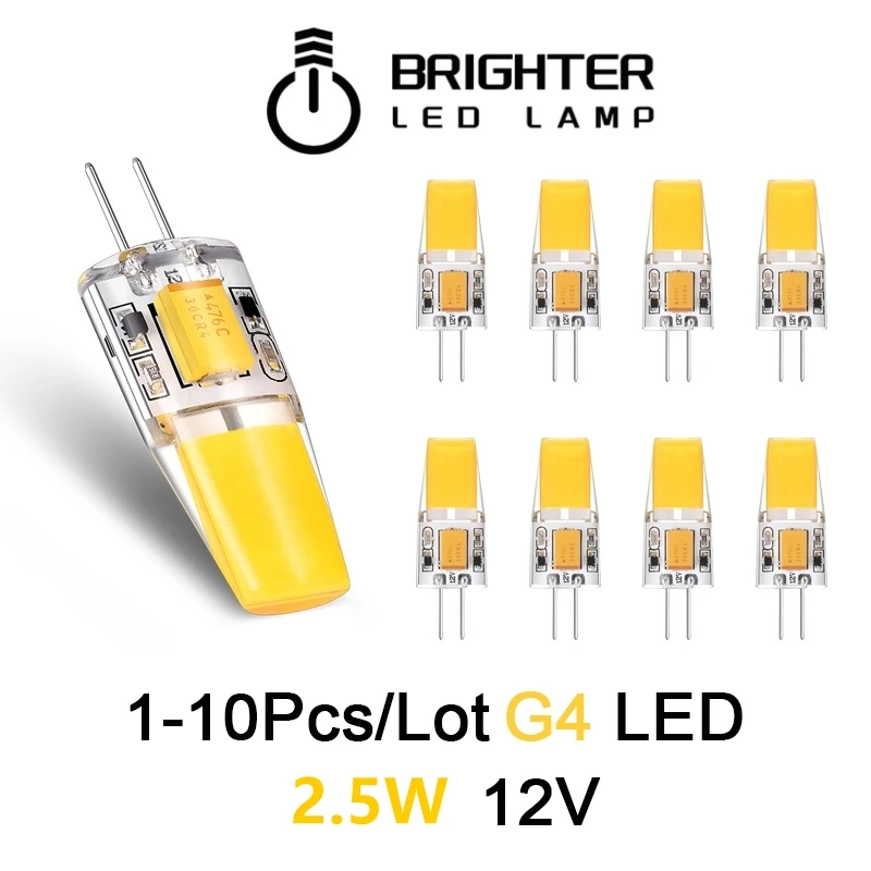 10PCS/LOT New Mini G4 12V LED Lamp Dimmable 3W COB Bulb AC DC 12V Lampada