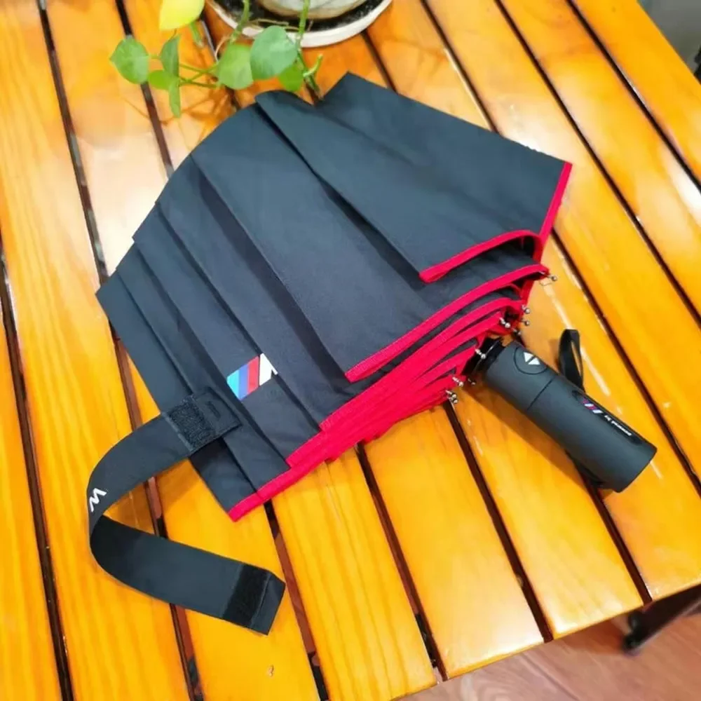 Original For BMW 4S shop car umbrella red edge 10 bone high-end automatic folding umbrella for rain shine with M