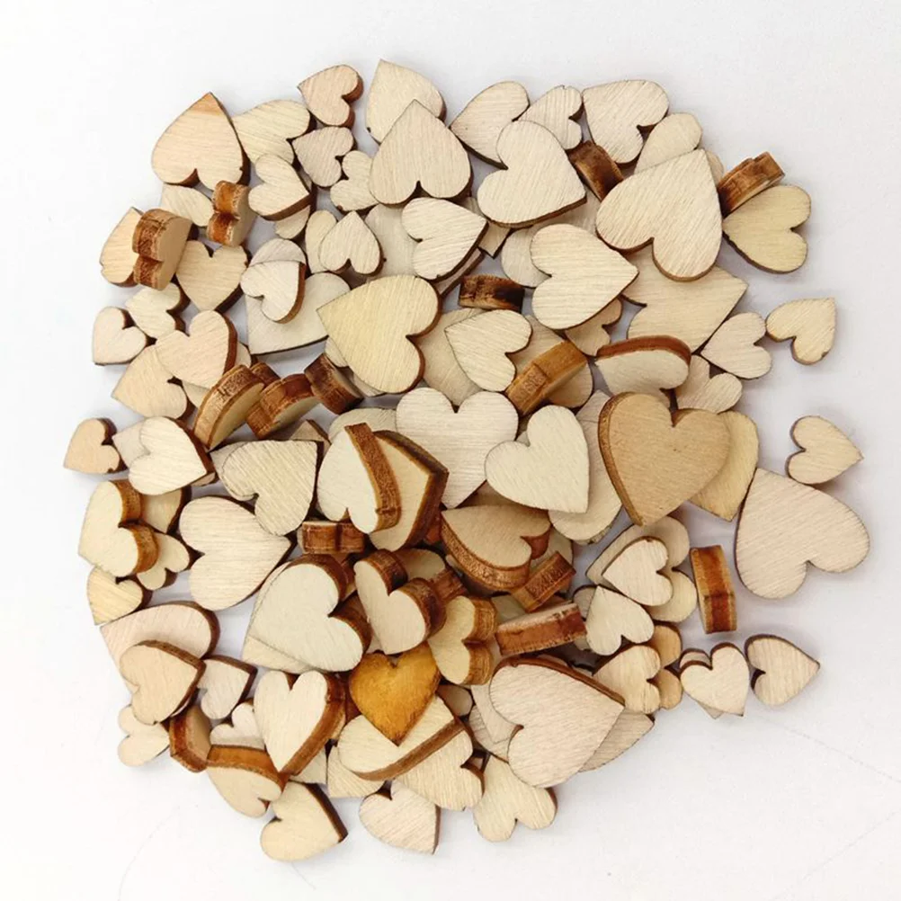 

250 Pcs Blank Wooden Slice Wedding Decorations Natural Heart Discs Slices DIY Ornament