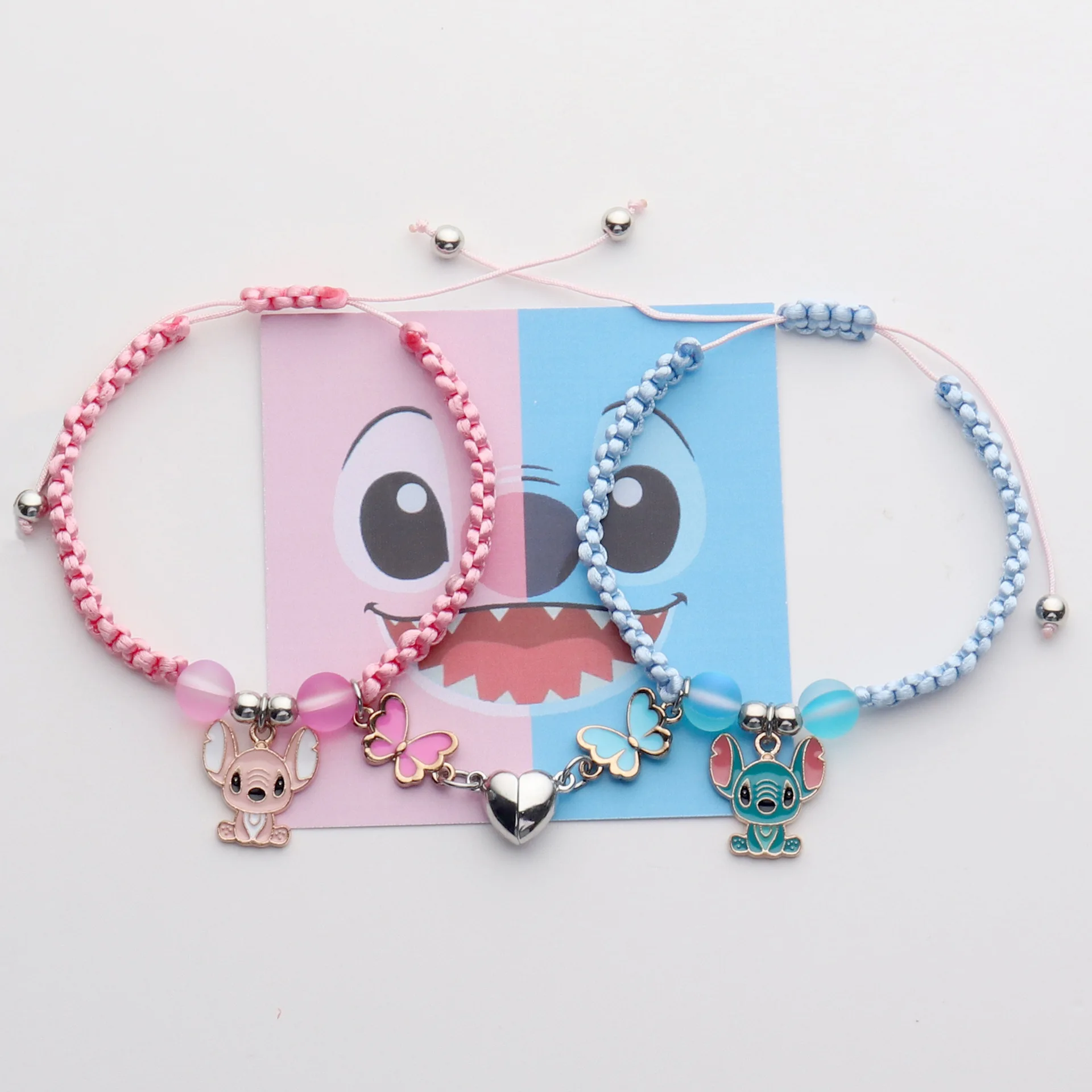 

2pcs Disney Lilo & Stitch Love Bracelet Cartoon Stitch Couple A Pair of Braid Bracelets Girls Jewelry Accessories Birthday Gifts