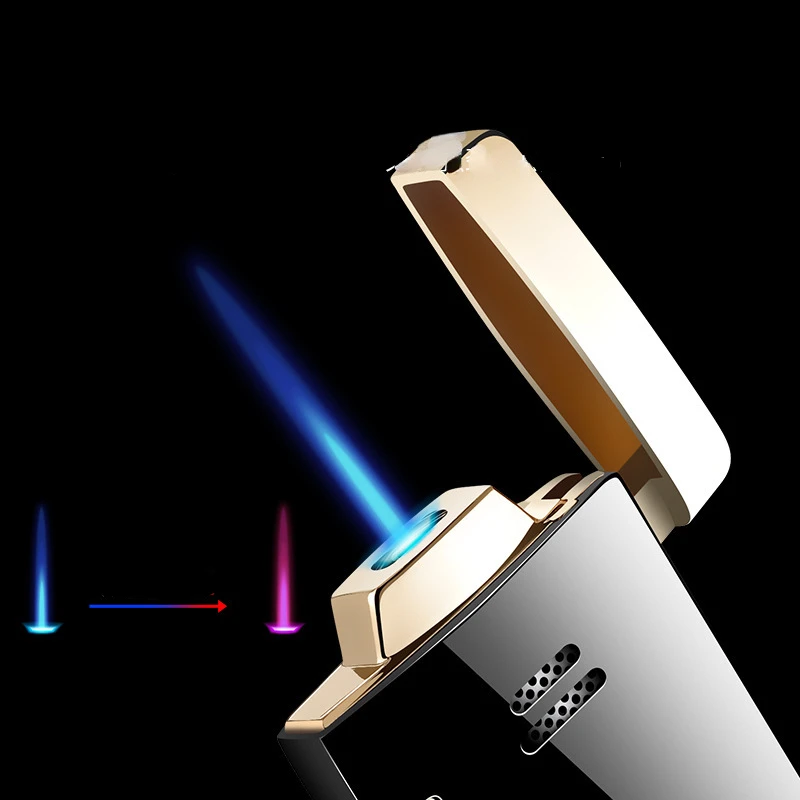 

Creative press test ignition Cigar Lighter color changing inflatable Lighter windproof Personalized Cigarettes Pocket Lighters