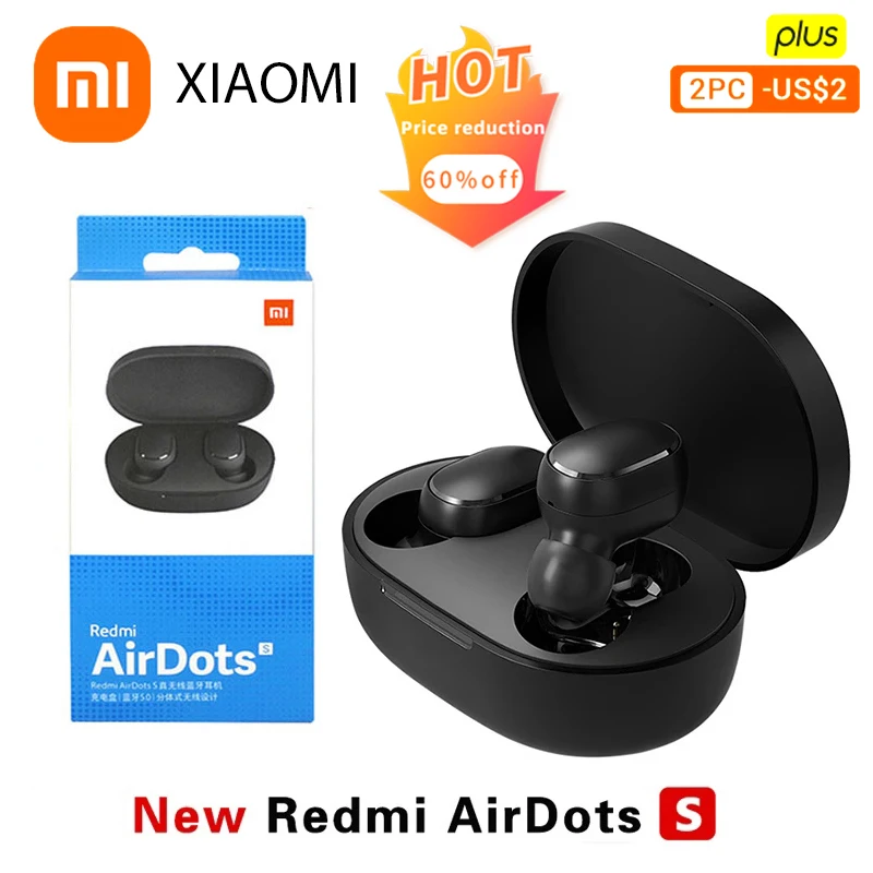 Оригинальные беспроводные наушники Xiaomi Redmi Airdots S 2, TWS, Bluetooth 5,0, водонепроницаемые стерео наушники с микрофоном, настоящая стереосистема Mi