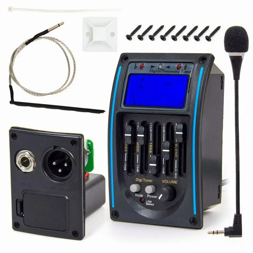 

5 Band Guitar Equalizer Acoustic Preamp EQ Piezo Pickup Amplifier Tuner
