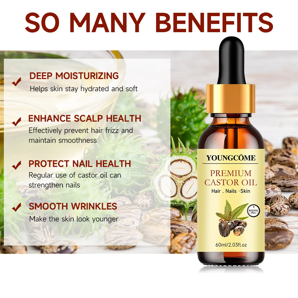 100% Pure and Natural Castor Oil for Hair and Body Care - Gentle, Fast-Absorbing Base Oil