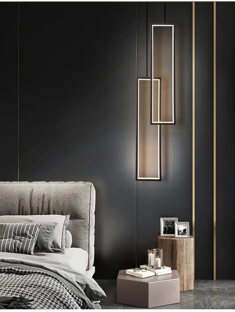 Bedside Chandelier Modern Minimalist Living Room Background Wall Nordic Restaurant Bar Single Double Head Bedroom Long Line Lamp sconce light fixture