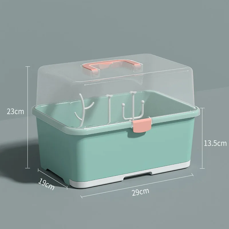 Baby Bottle Holder Baby Feeding Bottle Drying Rack Storage Box with Anti-dust Cover Dustproof Nursing Tableware Container images - 6