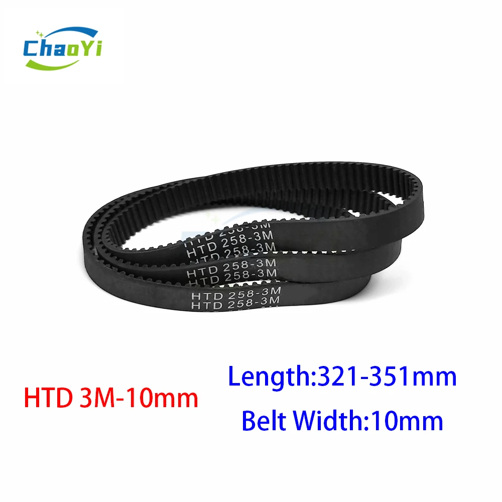

HTD 3M Closed Loop Rubber Timing Belt Pitch Length 321 324 327 330 333 336 339 342 345 348 351mm Width 10mm 3M-339 3M-348 3M-351