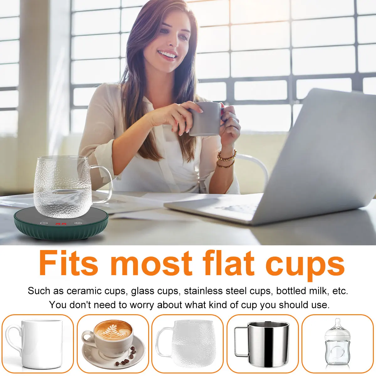 Auto Shut Off Coffee Mug Warmer 2-Temp Settings Smart Electric Beverage Warmer for Ceramic Cup Coffee, Tea Warmer for Desk