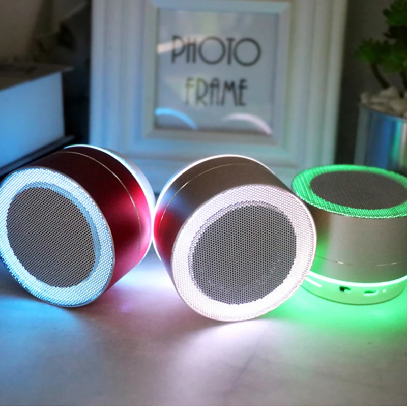 Mini Portable Wireless Bluetooth Speaker Colorful LED Light TF Card USB