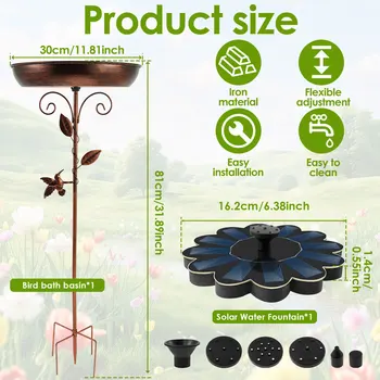 Solar Bird Bath Fountain with Iron Design - Image 6