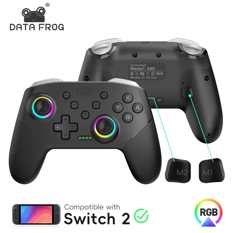 DATA FROG Wireless Switch Pro Controller for Switch/Switch OLED Programmable Joystick for PC Gamepad for Switch 2