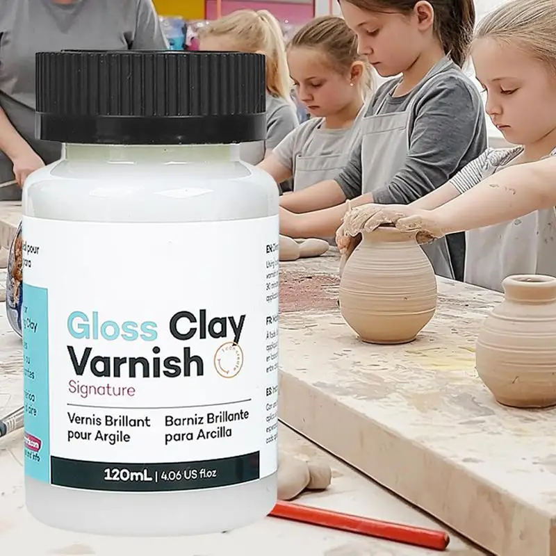 1pc 120ML Gloss Varnish For Air Dry Clay Glaze Clay Gloss Clay Varnish High Gloss Varnish Long-Lasting Multiusing Glossy