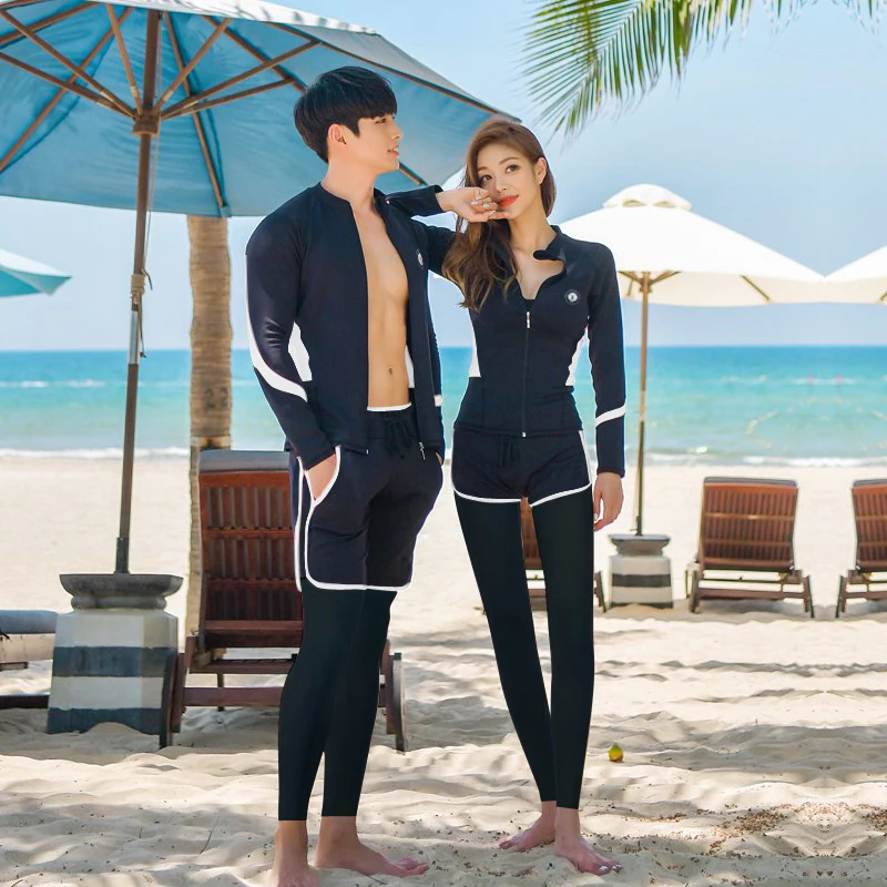 wisuwore Rash Guard Couples 2023 New Korean  Long Sleeve Multi Pieces Swimsuit Swimwear Bathing Suits Surfing Long Pant