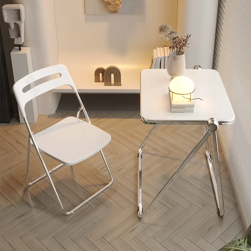Transparent Acrylic Folding Table Portable Office Study Desk Nordic Bedroom Home Internet Celebrity Table and Chair Combination