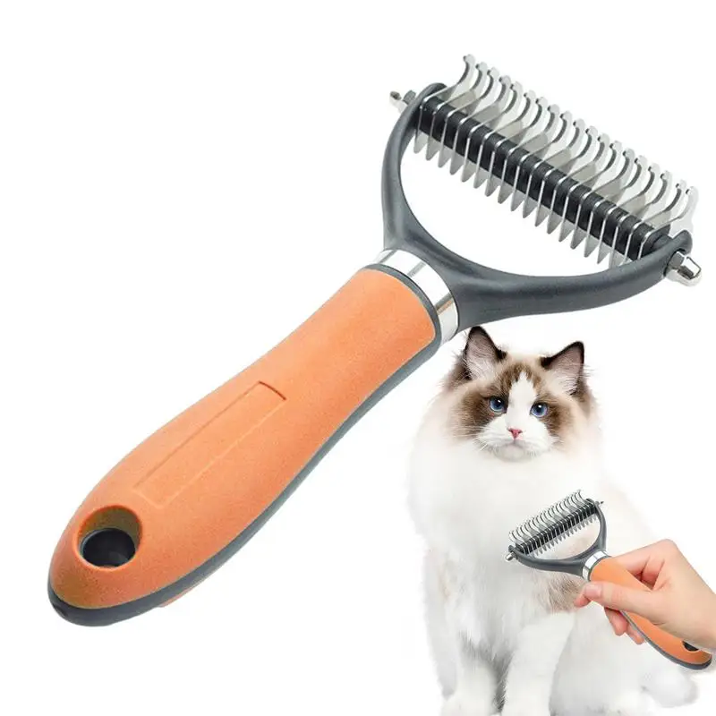 

Щетка для вычесывания домашних животных двусторонняя щетка для вычесывания кошек и собак Встраиваемая под пальто грабли Расческа для домашних животных инструмент для ухода с дугой