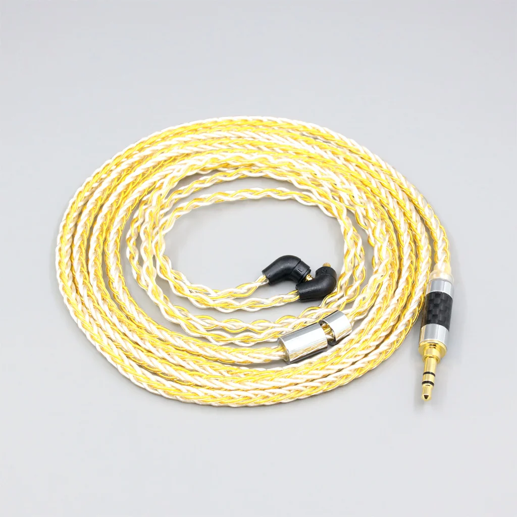 ER4SR ER4XR 102SSC 四芯 3.5mm3極 ER3 SE XR 8 Core Silver Gold Plated Braided Earphone Cable For Etymotic