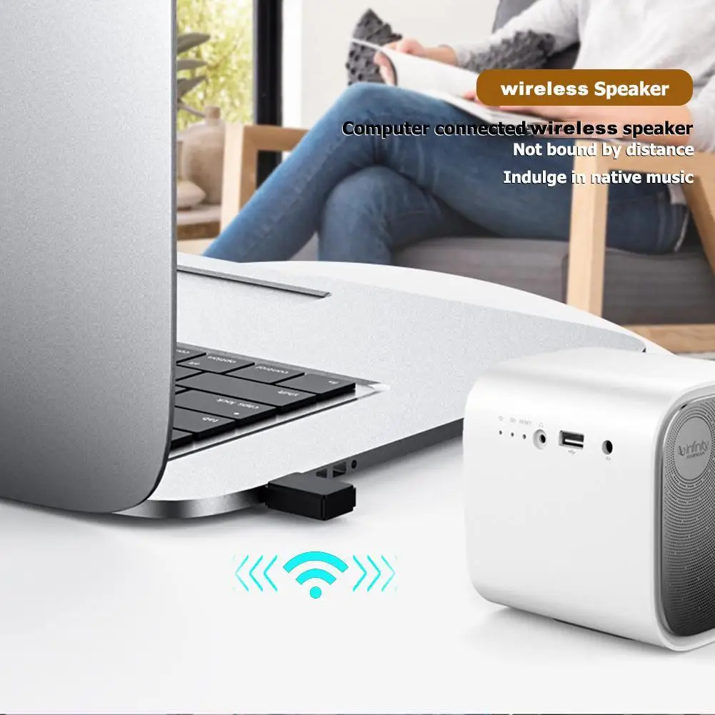 무선 음악 어댑터 USB 블루투스 호환 5.0 PC 컴퓨터용 오디오 송신기 오디오 잭 어댑터 오디오 주파수 플러그