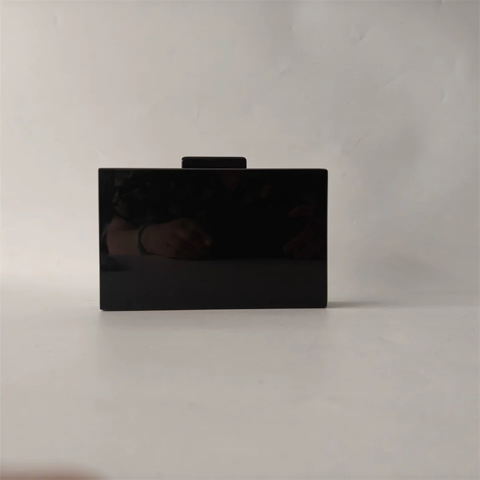 Borsa Da Sera In Acrilico Con Effetto Marmo – Pochette Tngan Nero, Catena 120 Cm Staccabile – Per Matrimoni E Cocktail